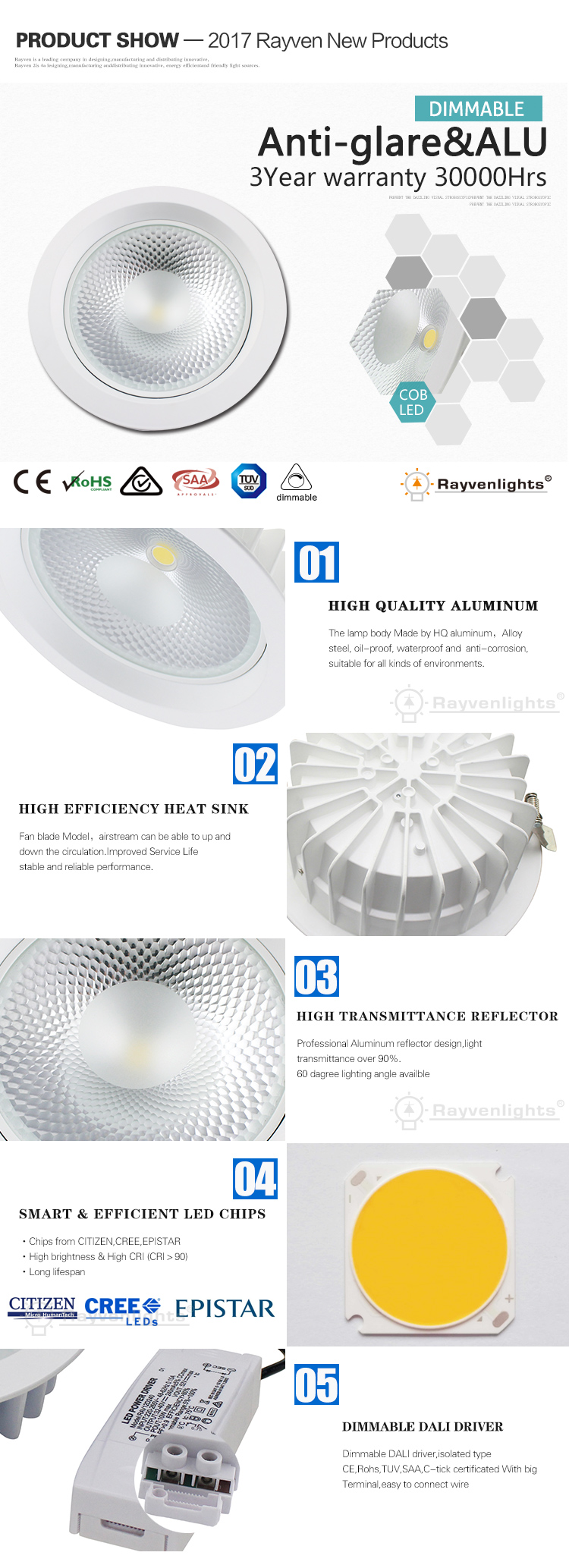 COB LED ceiling downlight light